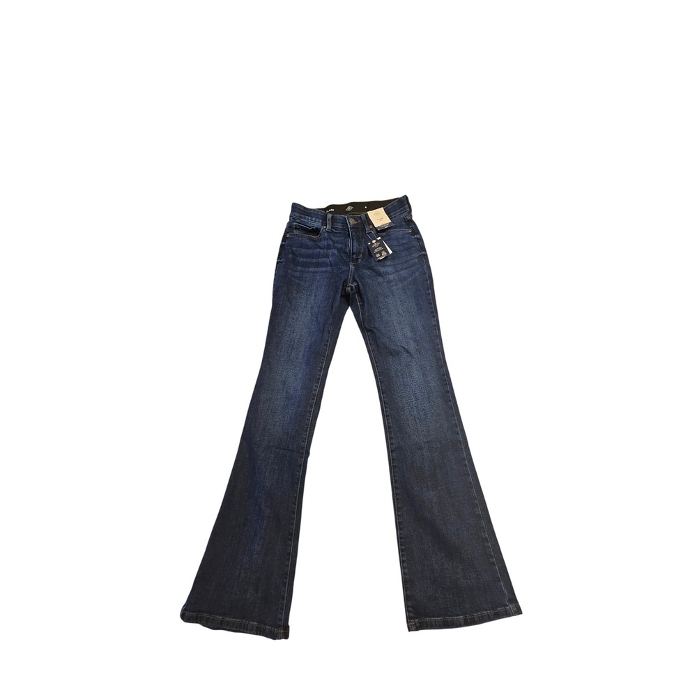 St Johns Bay Womens High Rise Flare Jeans Dark Rogue Blue Size 4 NEW